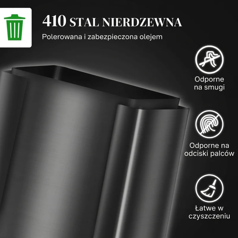 HOMCOM Kosz na śmieci z dwoma komorami 2x30L, pokrywa Soft-Close, stal nierdzewna, czarny