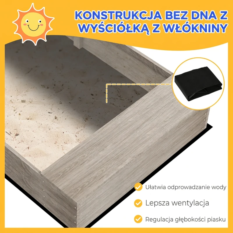 Outsunny Piaskownica z Kuchnią, Zlewem, 2 Skrzynkami na Rośliny, Sosna, 154x80x60cm, Szara