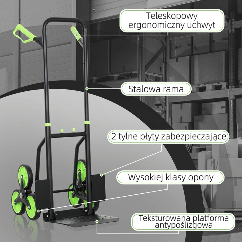 DURHAND Składany wózek na schody z ramą stalową, max. 120 kg