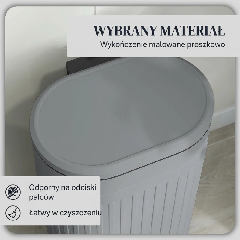 HOMCOM Kosz na Śmieci 30L z Pokrywą i Pedałem, Wyjmowany Wewnętrzny Pojemnik, Funkcja Soft-Close, 36,5 x 31,2 x 60,8 cm, Szary