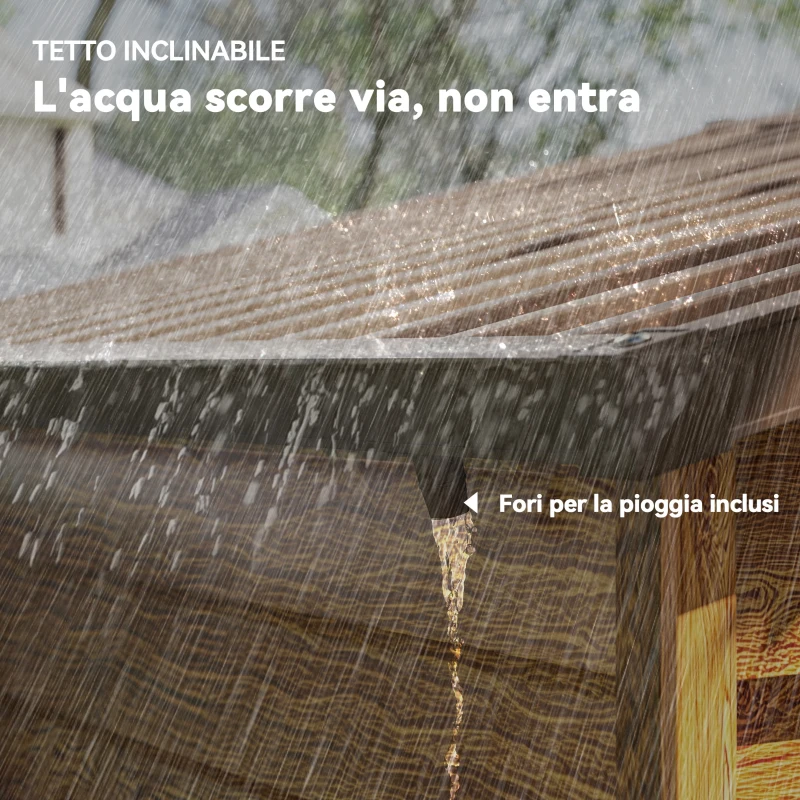 Outsunny Casetta da Giardino Porta Attrezzi con Porte Scorrevoli e Pareti Effetto Legno, 2.3x1.5x2 m, Marrone
