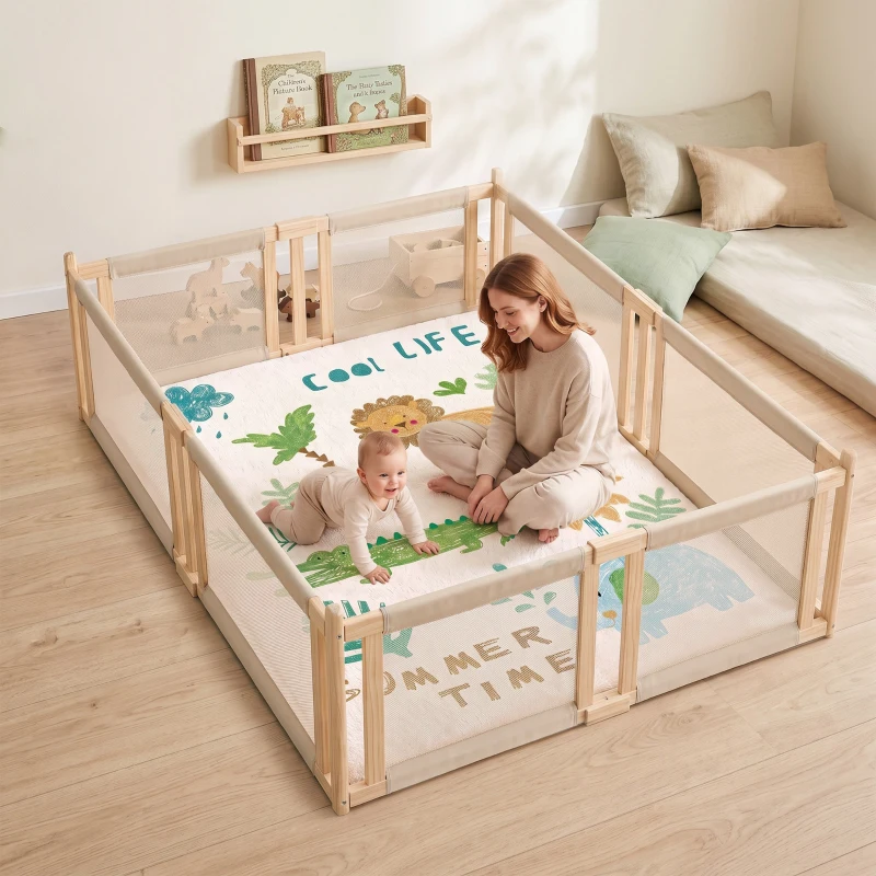 AIYAPLAY Babyspeelmat met dierenbosmotief, zacht flanel, 150 x 200 cm, antislip en waterafstotend, 0-3 jaar
