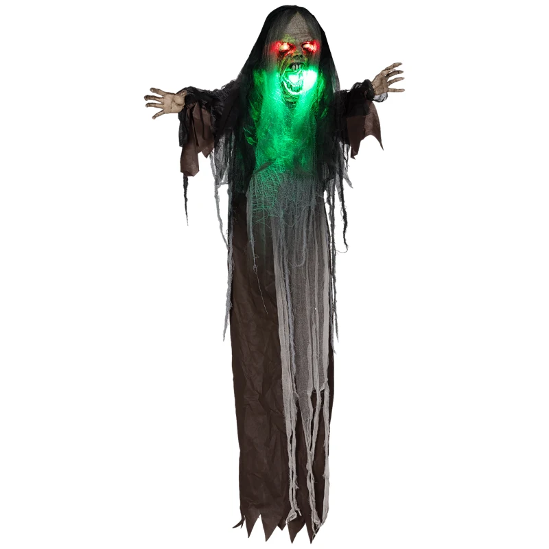 Hanging Monster 183 cm z zielonymi LED, dźwięk Halloween