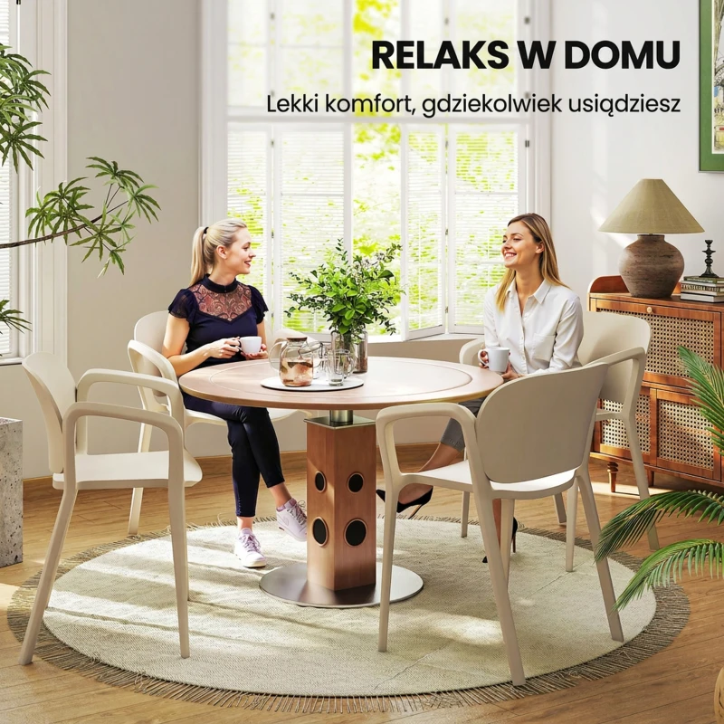 Outsunny Zestaw 4 krzeseł ogrodowych, plastikowe, odporne na warunki atmosferyczne