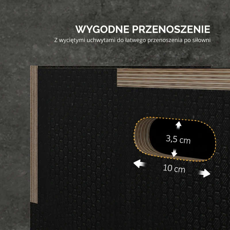 SPORTNOW Plyo-Box/Skrzynia do Skoków, wytrzymała, 76x61x51 cm, Czarna, Uchwyt 10x3,5 cm, do 120 kg
