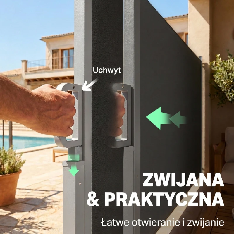 Outsunny markiza boczna wysuwana 420 cm wodoodporna przeciwwiatrowa UV 50+ ciemnoszara
