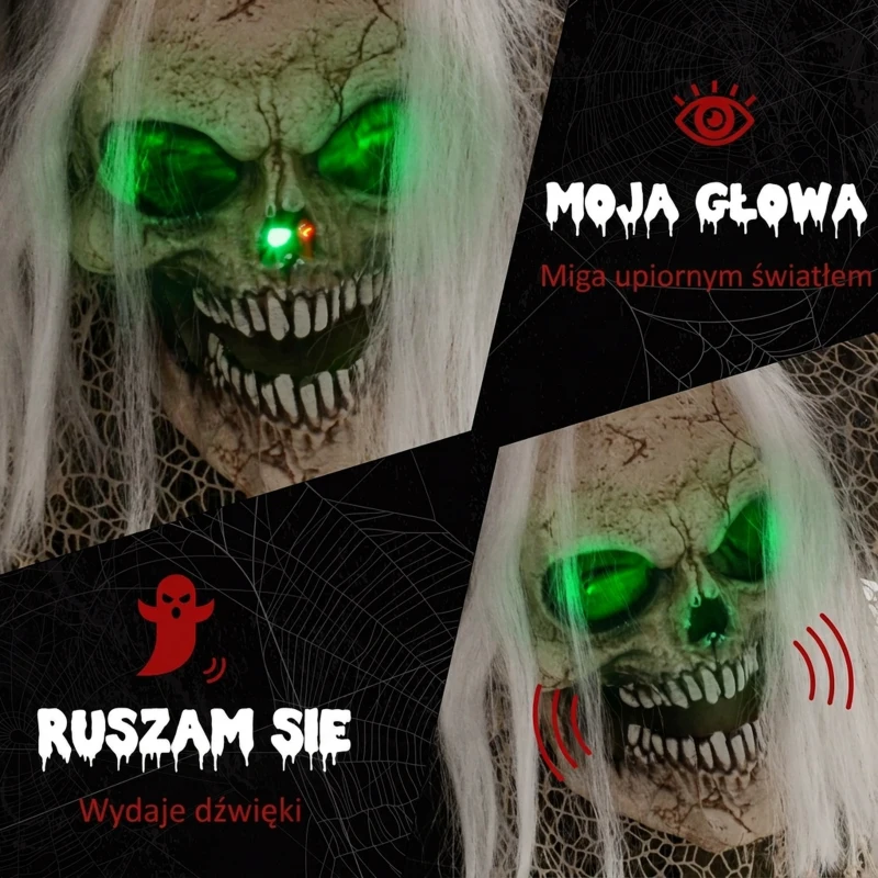 160 cm Szkielet Halloween z LED, dźwięk, dekoracja