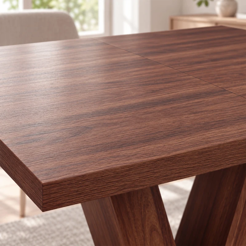 HOMCOM Tavolo da Pranzo Rettangolare per 4 Persone, 120x80 cm Tavolo Cucina con Piano Effetto Legno, Noce