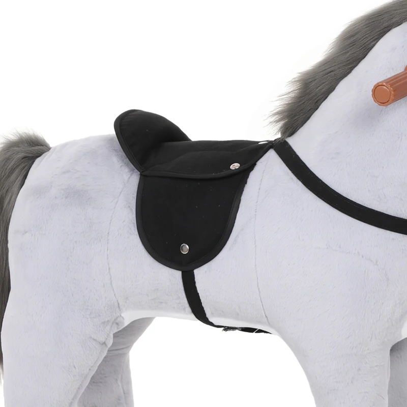 AIYAPLAY Cavalo de Brincar com Rodas, Sons de Cascos, Música, Pedais e Pegas, Estrutura em Metal, +3 Anos, 50 kg, Cinzento