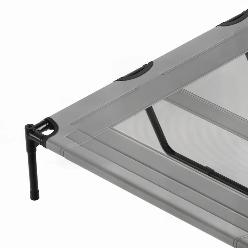 PawHut Cama Elevada para Perros Grandes Cama para Perros con Zona de Malla Transpirable y Bolsa 122x92x23 cm Gris Claro