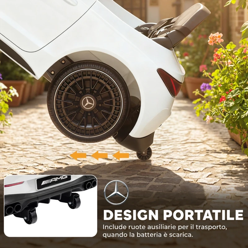 AIYAPLAY Macchina Elettrica per Bambini 12V Mercedes-AMG, Auto Elettrica Bambini, 2 Motori, Telecomando, Bianco