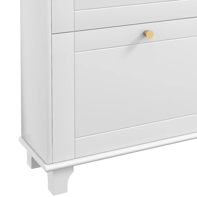 HOMCOM Scarpiera Salvaspazio Slim con 2 Ante a Ribalta Scarpiera Ingresso con Ripiani Regolabili, Cassetto Base Rialzata