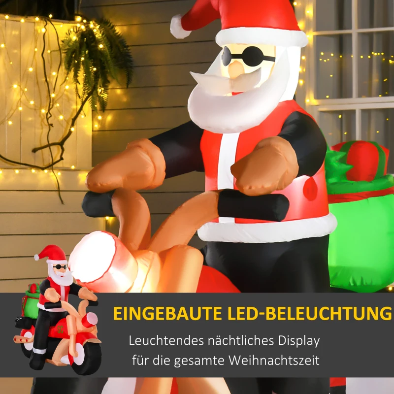 HOMCOM Weihnachtsdeko Aufblasbarer Weihnachtsmann Outdoor-Weihnachtsdekoration, inkl. Gebläse, 1,65 m, Rot + Weiß + Schwarz