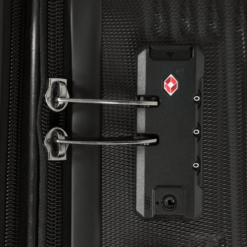 HOMCOM Valigia Rigida Media 68L, Bagaglio Espandibile ABS con 4 Ruote Girevoli, Angoli Protettivi, 66x43x27 cm, Nero