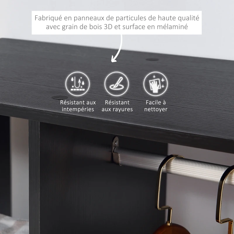 HOMCOM Armoire penderie Armoire de Rangement Mobile Panneaux de Particules Noir