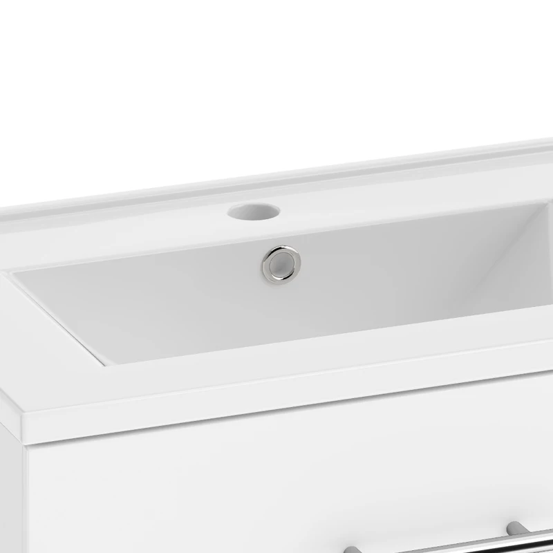 HOMCOM Mobile Bagno Sospeso con Lavabo e 2 Cassetti, Mobiletto Bagno con Lavabo, 61x40x48 cm, Bianco