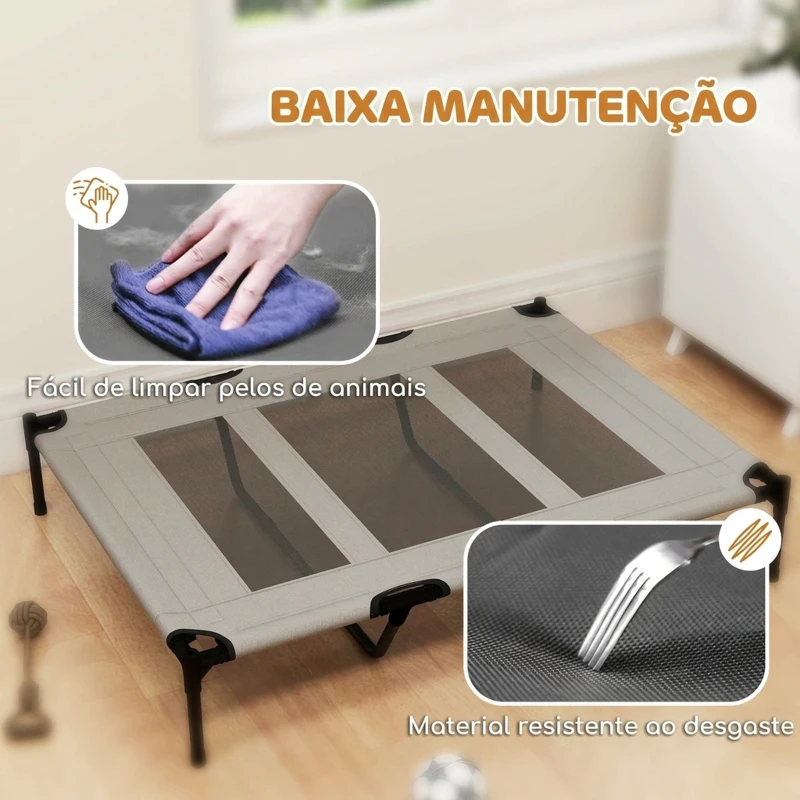 PawHut Cama Elevada para Cães Grandes com Malha Respirável e Saco 122x92x23 cm Preta