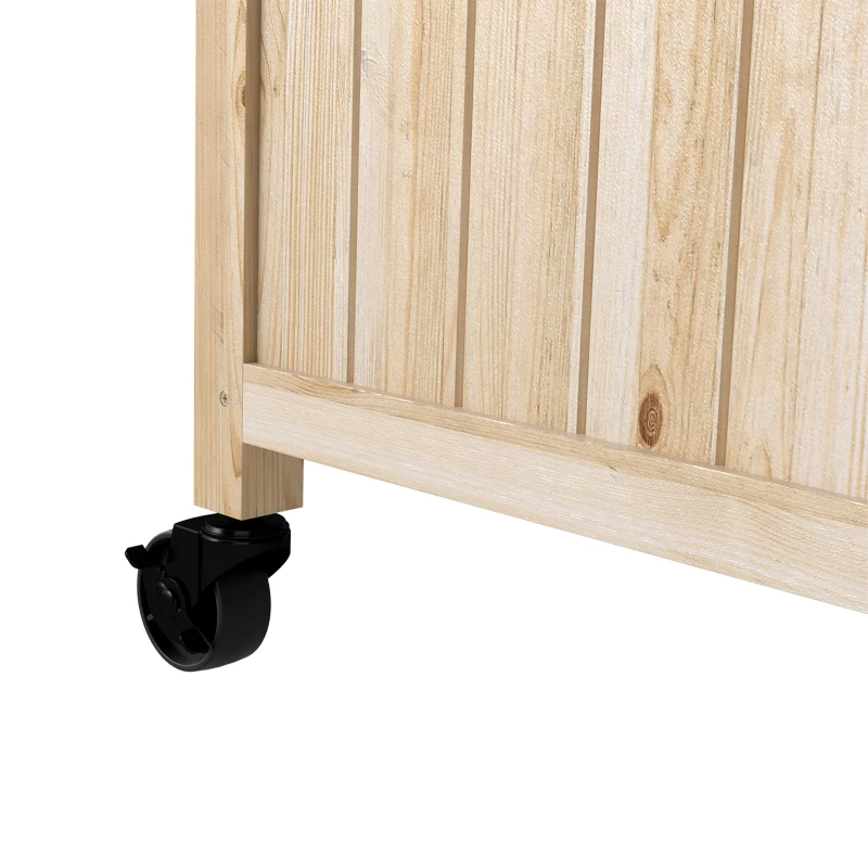 Outsunny Orto Rialzato da Esterno in Legno Grigliato, Fori di Drenaggio, Ruote, per Fiori Verdure 82.5x35x186cm Naturale