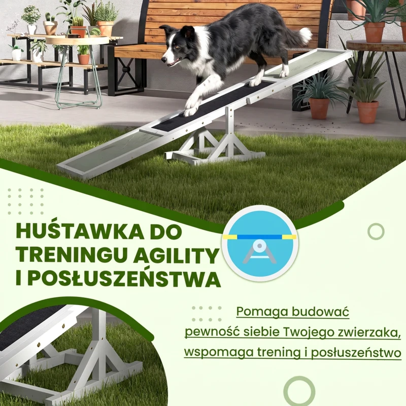Huśtawka dla psa, drewniana, do agility, zabawka dla dużych psów