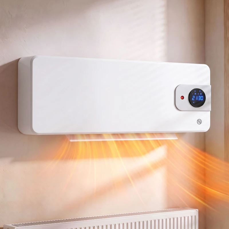 HOMCOM Termoventilatore Ceramico da Parete 2000W Controllo App 3 Modalità con Termostato, Timer, Telecomando, Bianco
