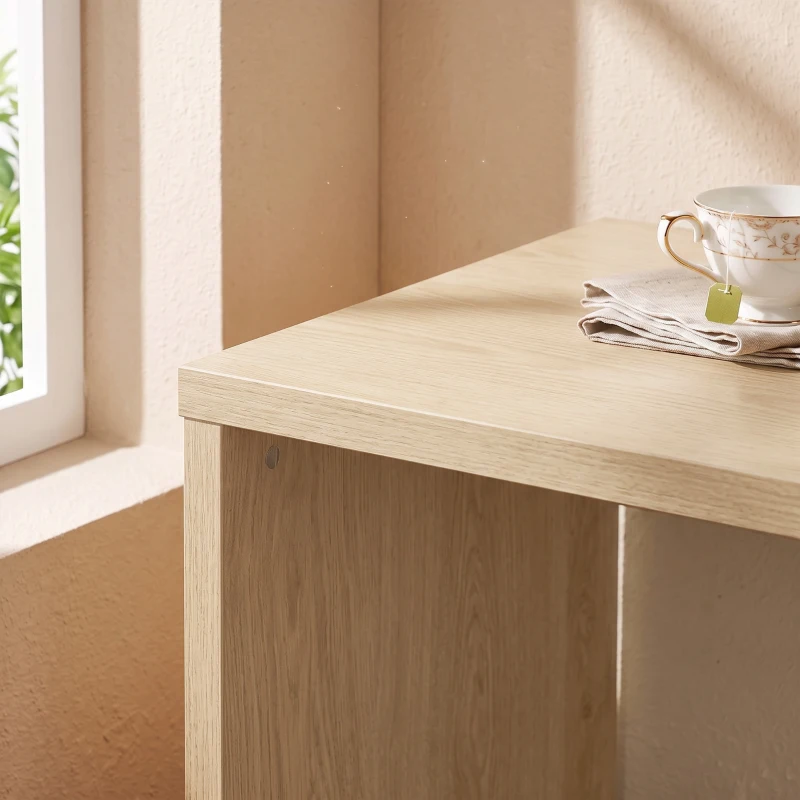 HOMCOM Escritorio Reversible 120 cm con Cajón Armario Balda Ajustable y Tablero Grueso para Espacios Pequeños Oficina Roble
