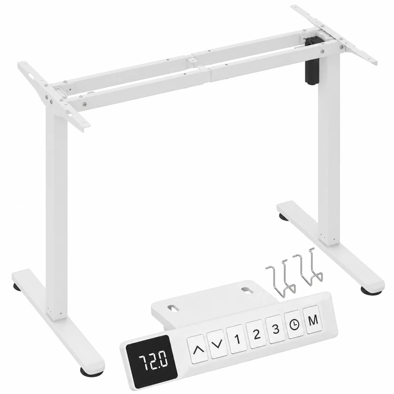 HOMCOM Schreibtischgestell ergonomisch höhenverstellbar Tischgestell elektrisch Stahl Weiß