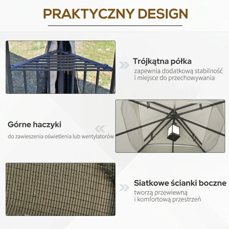 altana ogrodowa pawilon z podwójnym dachem 3x3 namiot ogrodowy namiot imprezowy beżowy