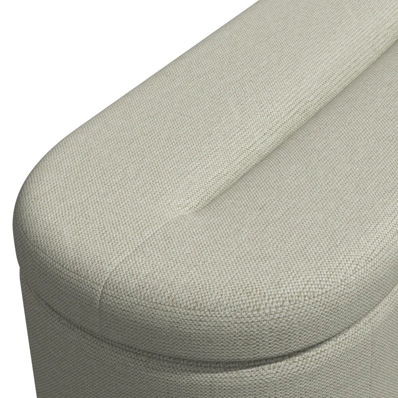 HOMCOM Banco de Almacenaje Puff Almacenaje Tapizado en Lino Tapa Cierre Suave Diseño Ovalado Carga 220 kg 116x42x44 cm Gris
