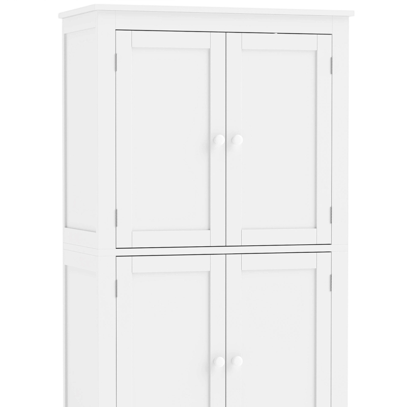 HOMCOM Mobile Bagno con 4 Ante e Ripiani Regolabili, per Lavanderia Salotto Soggiorno Cucina, 60x30x110 cm, Bianco