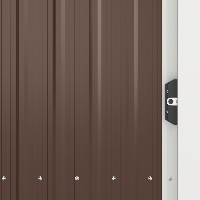 Outsunny Abri de Jardin en Métal 1,1 m², Cabane Jardin Extérieure, Porte Coulissante Verrouillable, 136x87x176cm, Marron