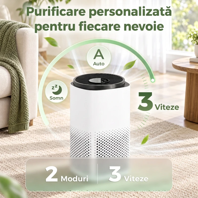 HOMCOM Purificator de Aer Smart cu Aplicație, WiFi, pentru 27 m², Filtru HEPA, CADR 225 m³/h, 28 dB
