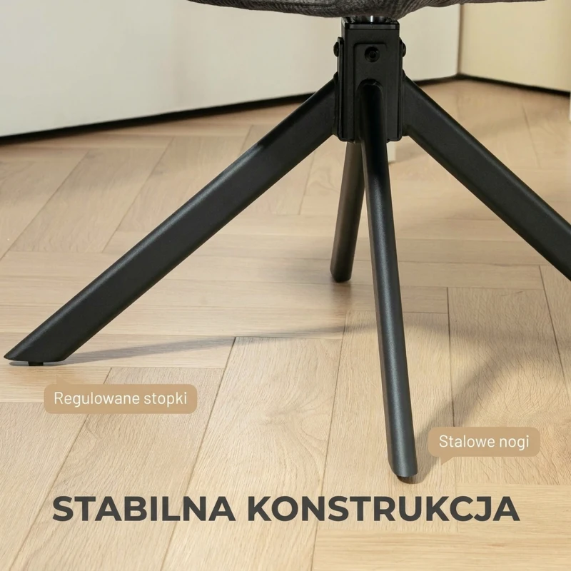 HOMCOM Fotel Tapicerowany, Akcentowy, Nowoczesny Design, Obrotowy, do 120 kg, Czarny