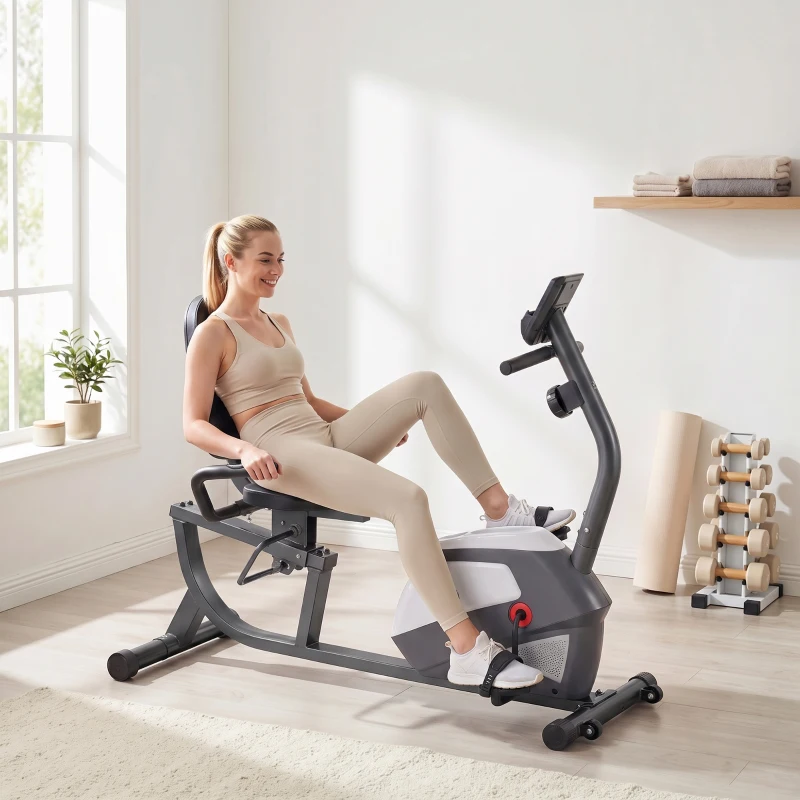 Rower treningowy trenażer rowerowy z regulacją oporu magnetycznego kolor szary + srebrny