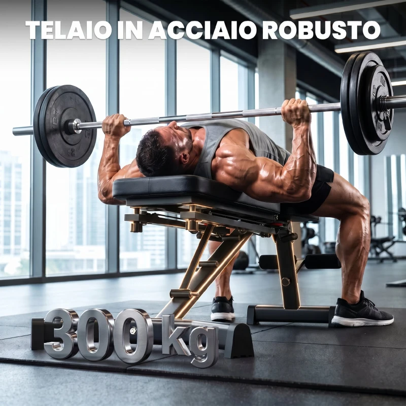 SPORTNOW Panca Pesi Regolabile con Bande di Resistenza, Pieghevole Inclinata/Declinata/Piana con Estensione Gambe