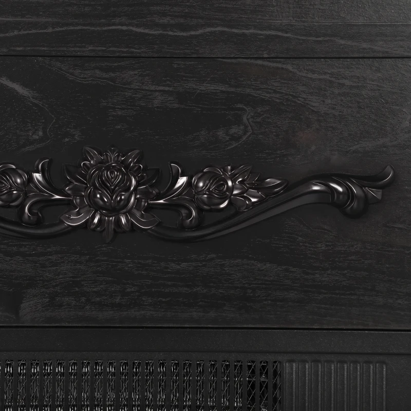 HOMCOM Camino Elettrico da Terra/Incasso con Cornice e Ripiano per TV 55'', 1800W, Effetto Fiamma 3D, Timer, Nero