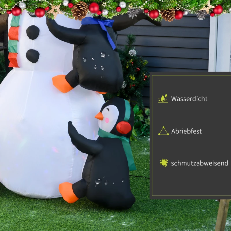 HOMCOM Schneemann Outdoor-Weihnachtsdekoration, inkl. Gebläse, bunte LED´s, selbstaufblasend 1,4 m, Mehrfarbig