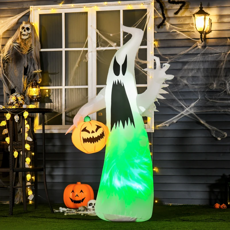 HOMCOM Halloween samopompujący upiór duch halloweenowa dekoracja z podświetleniem LED