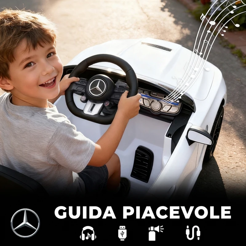AIYAPLAY Macchina Elettrica per Bambini 12V Mercedes-AMG, Auto Elettrica Bambini, 2 Motori, Telecomando, Bianco