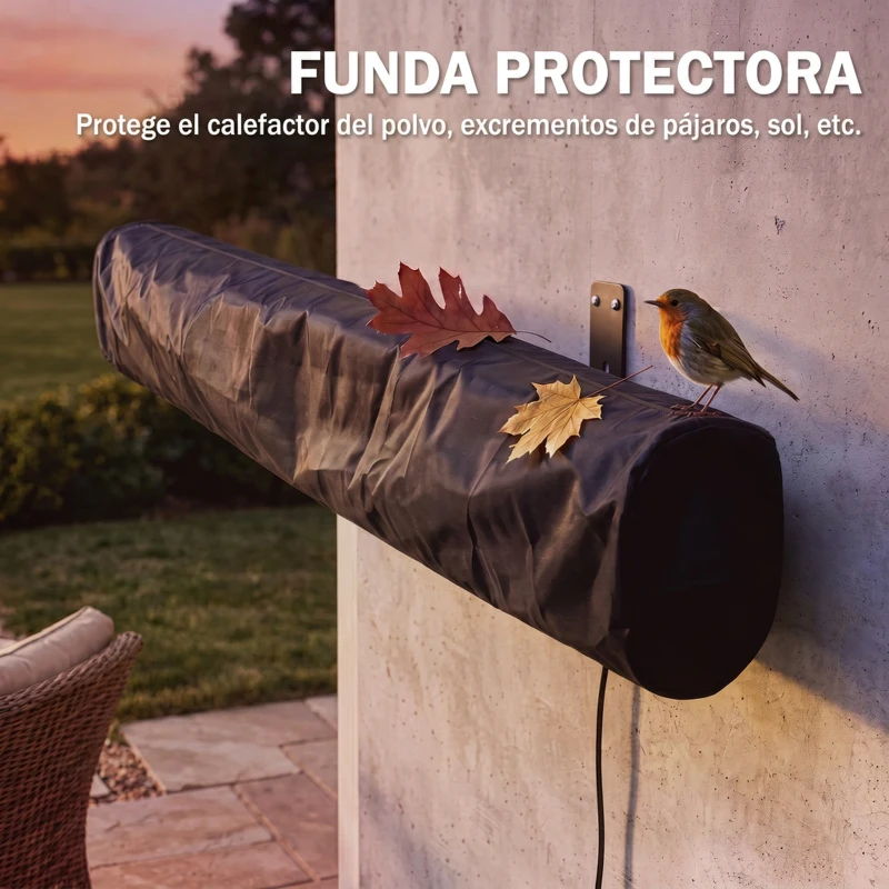 Outsunny Calefactor Infrarrojos Terraza 2000 W con Funda IP65 Control por App/Táctil/Mando 9 Niveles de Calor y Temporizador