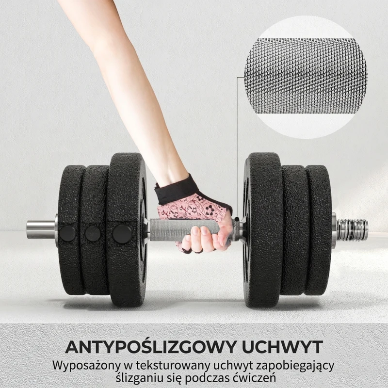 Zestaw hantli 30KG z obciążeniem do domu, stal, PU