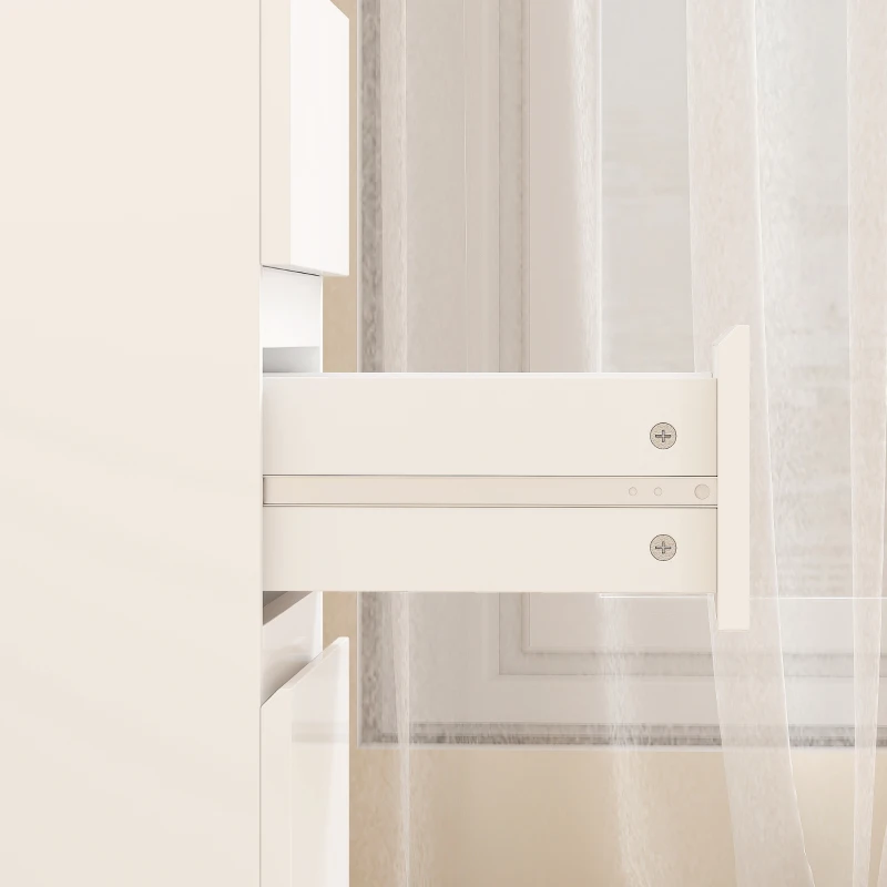 HOMCOM Comò per Camera da Letto, Moderno Comò a 4 Cassetti, Design Slim Lucido per Soggiorno, Corridoio, Bianco