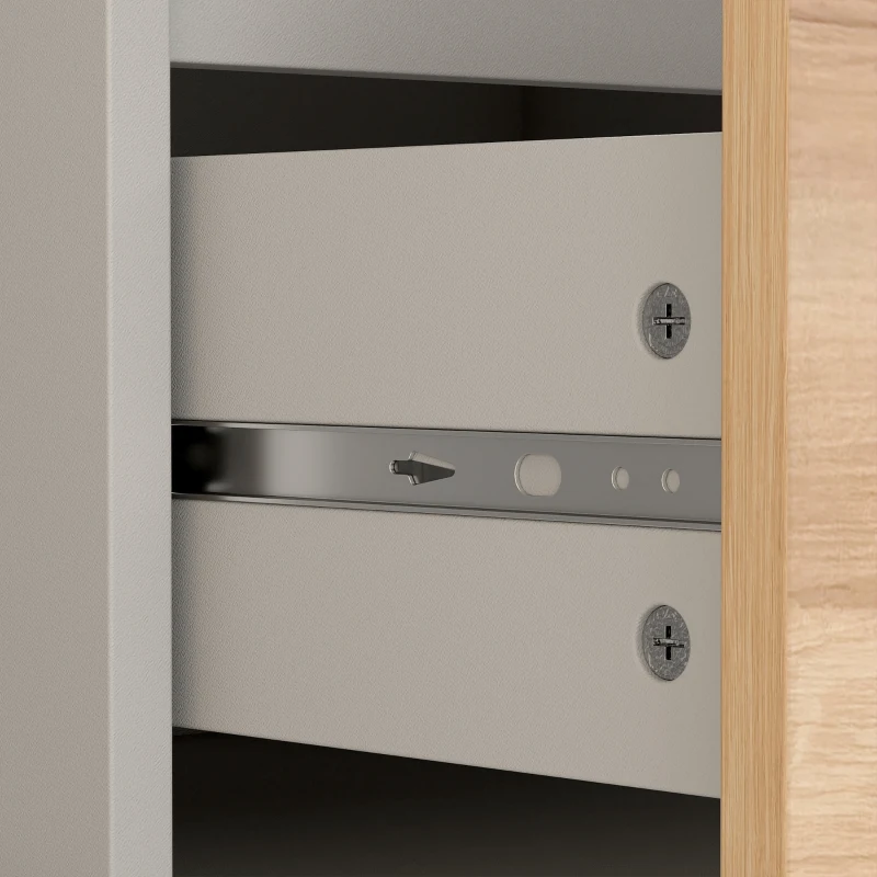 HOMCOM Aparador com 2 Portas e 3 Gavetas, Móvel de TV até 55 Polegadas, 120x35x74,5 cm, Branco e Carvalho
