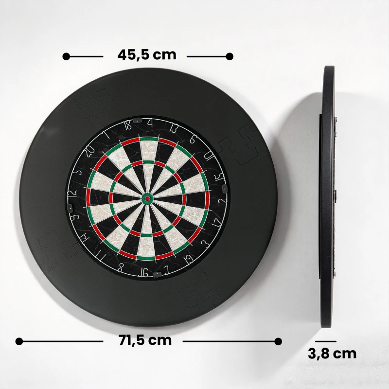 SPORTNOW Dartscheibe Dartboard-Set mit Schutzring, 6 Dartpfeile mit Stahlspitzen, Sisal, Kunststoff, Schwarz
