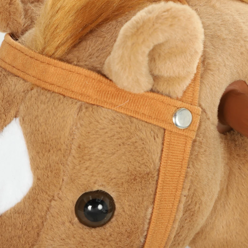 AIYAPLAY Cavalo de Brincar para Montar com Rodas, Sons de Cascos, Música e Pedais, Asas, Estrutura Metálica, +3 Anos, 50 kg, Castanho