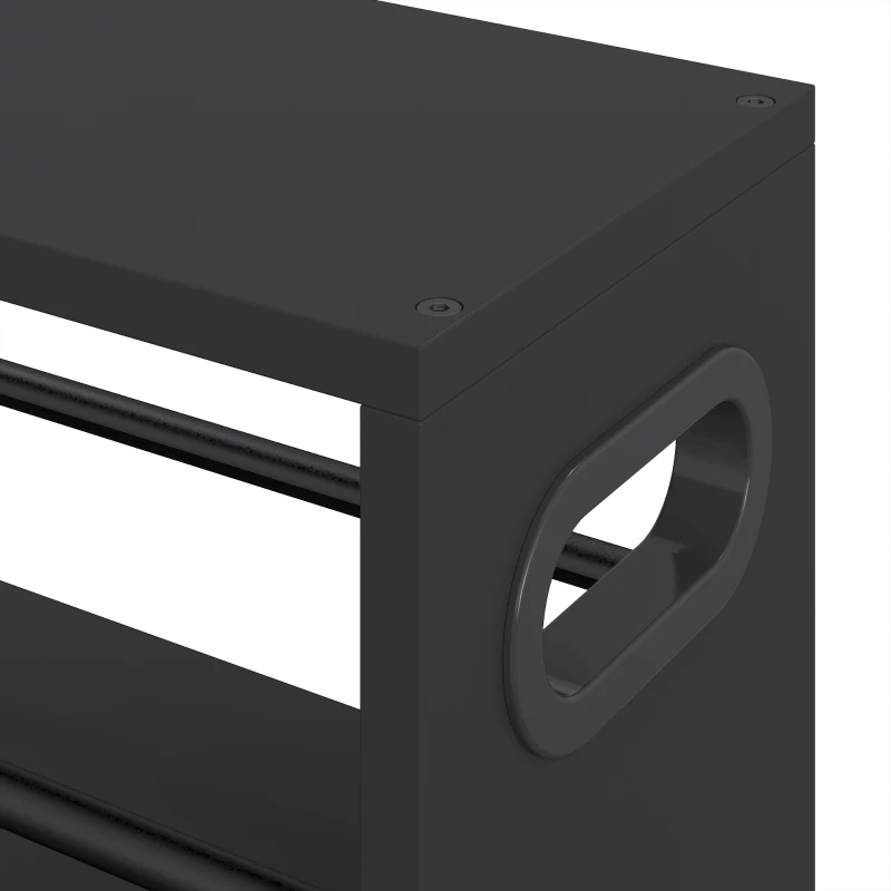 HOMCOM Carrello portaoggetti slim a 3 ripiani con ruote e barre laterali, salvaspazio per cucina e bagno, 4 ruote, nero