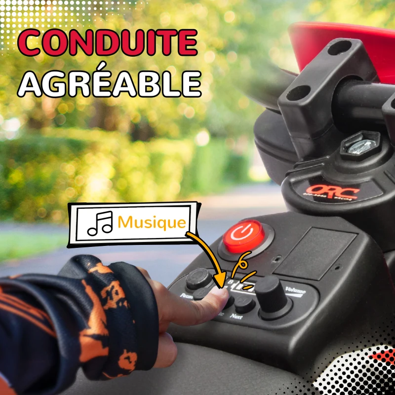AIYAPLAY Moto électrique pour enfant moto cross pour enfants de 3 à 6 ans 2 moteurs 12V vitesse max. 5 km/h rouge
