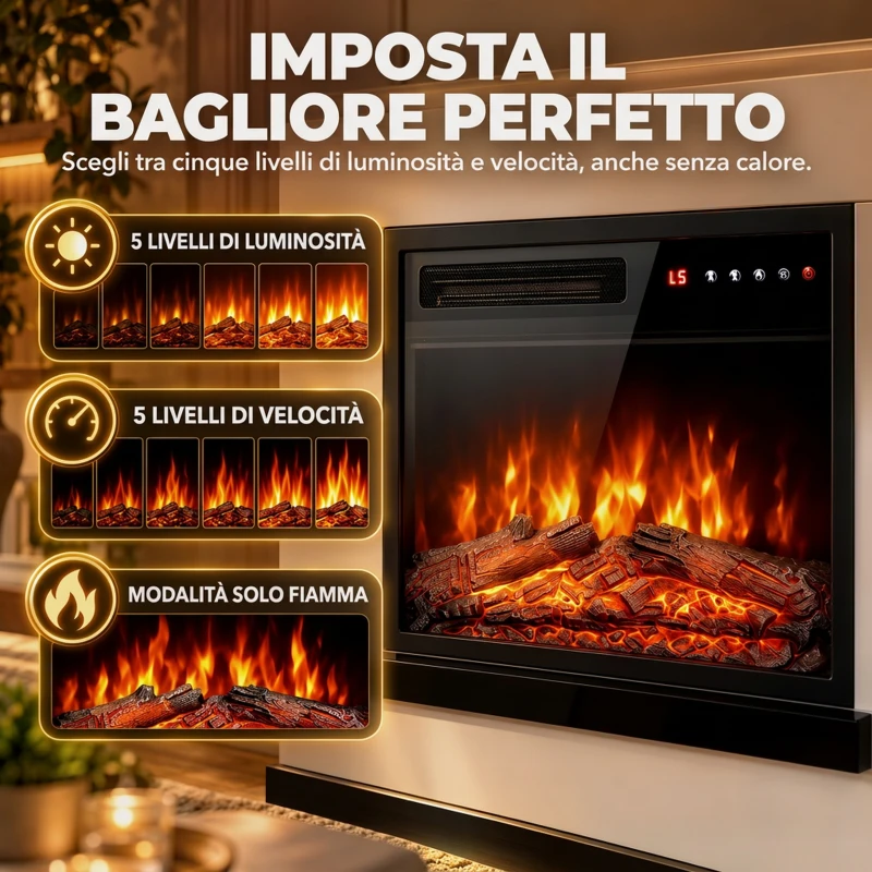 HOMCOM Camino Elettrico da Terra con Cornice Porta TV 50'', 900/1800W, Effetto Fiamma 3D LED Realistico, Bianco