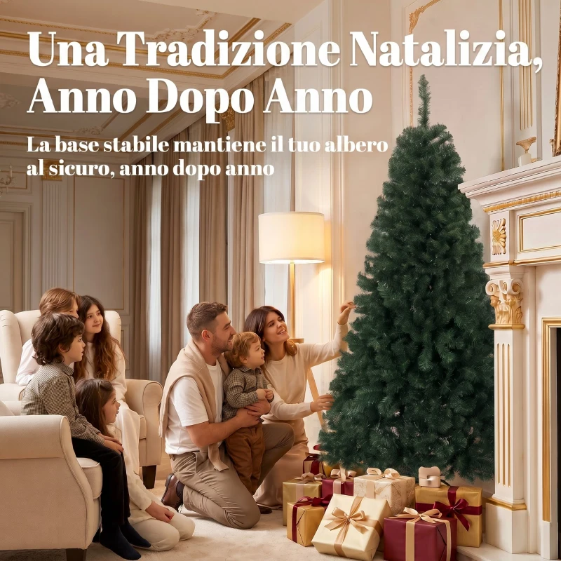 HOMCOM Albero di Natale 180 cm Artificiale, Albero di Natale Folto Realistico, Design in Abete Norvegese, Verde
