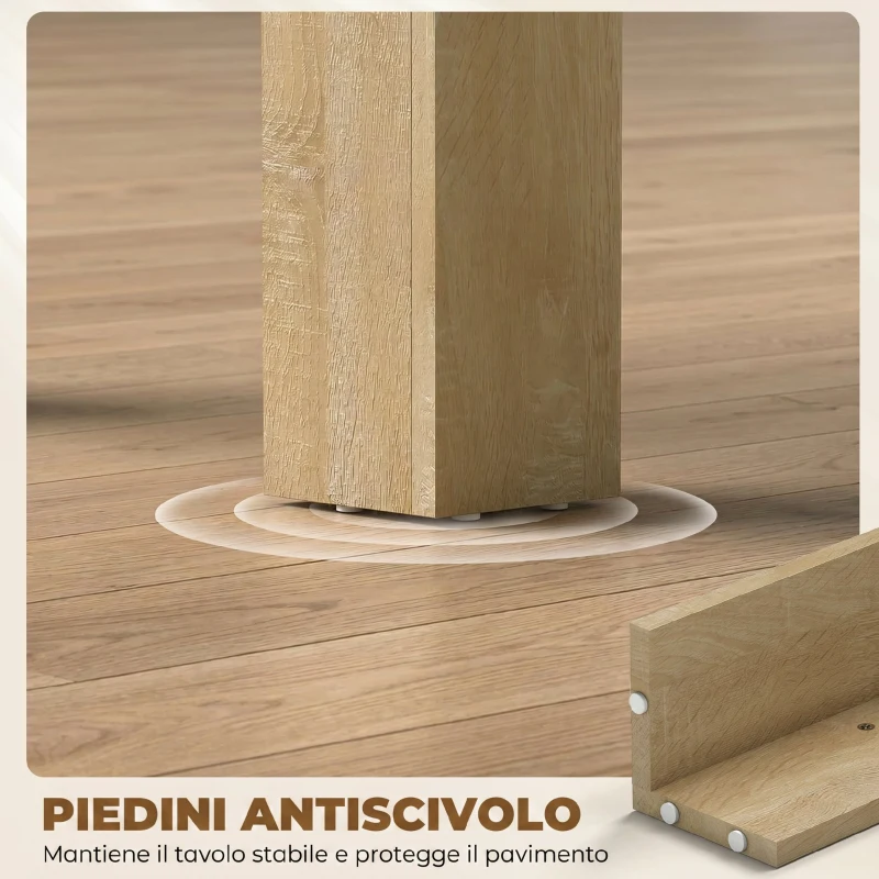 HOMCOM Tavolo da Pranzo 4-6 Posti Moderno in Legno per Soggiorno e Cucina, 120x69x75cm, Bianco e Color Legno