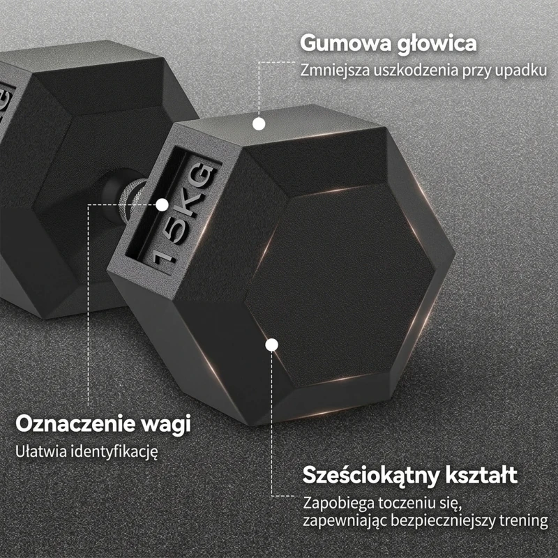 HOMCOM® Hantle gumowe fitness Pojedynczy hantle stalowy gumowy czarny 15 kg